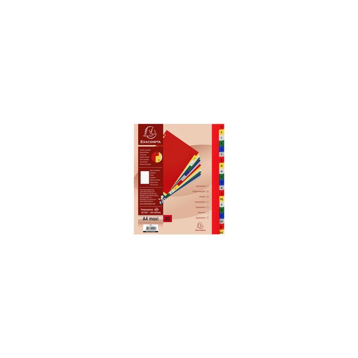 EXACOMPTA Intercalaires en plastique, A-Z, A4+, 20 touches