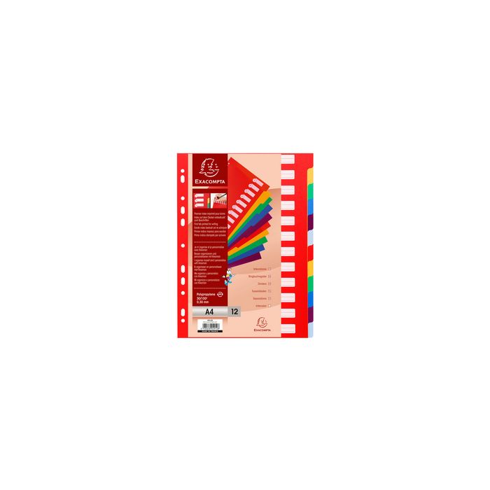 EXACOMPTA Intercalaires en plastique, uni, A4, 12 touches