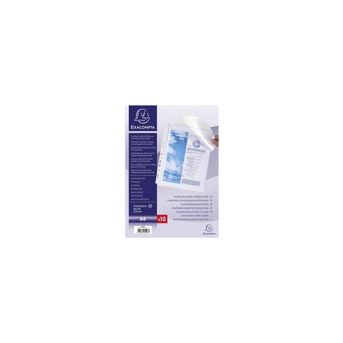 EXACOMPTA Pochette à soufflet perforée avec rabat, A4, PP
