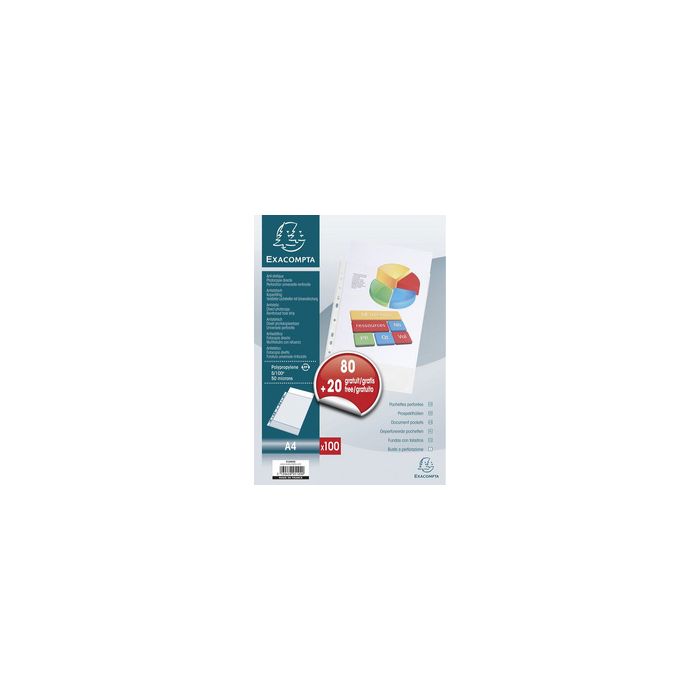 EXACOMPTA Pochette perforée, A4, pack promo 80 + 20 GRATUIT