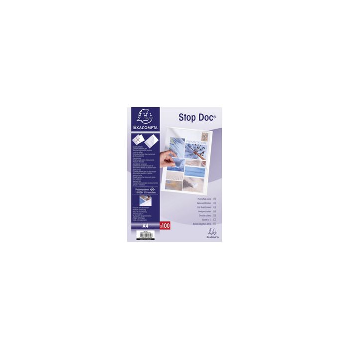 EXACOMPTA Pochettes coins Stop Doc, A4, PP 0,11 mm,