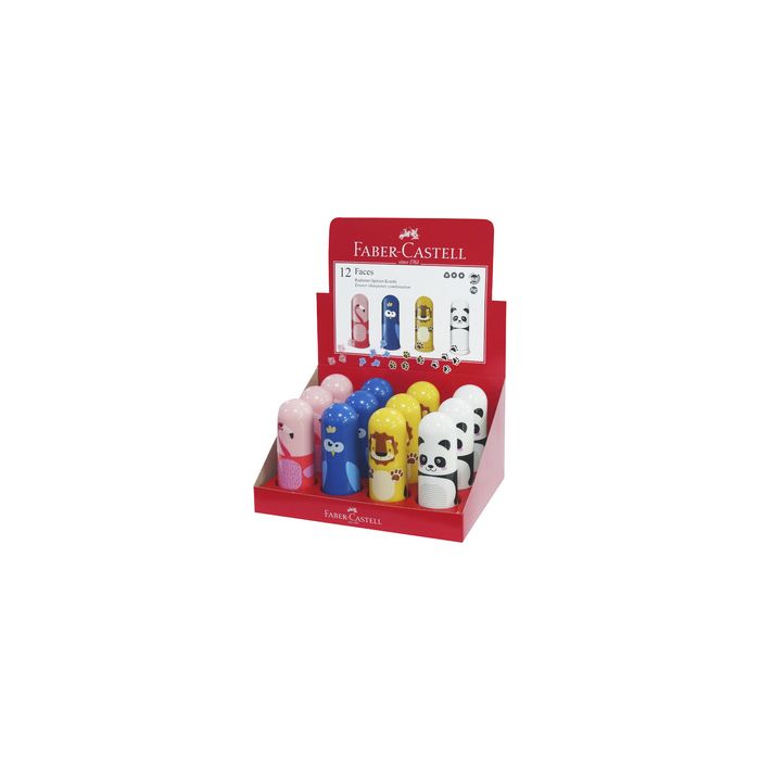 FABER-CASTELL Combi gomme - taille-crayon Faces, présentoir x12