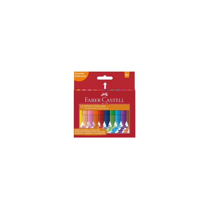 FABER-CASTELL Craies effacables JUMBO, étui carton de 12