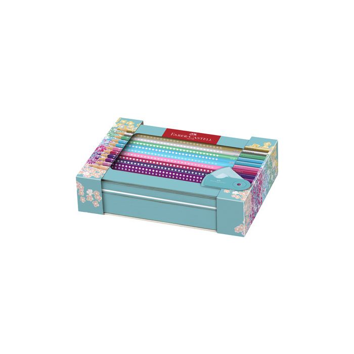 FABER-CASTELL Crayon couleur triangle GRIP SPARKLE, étui