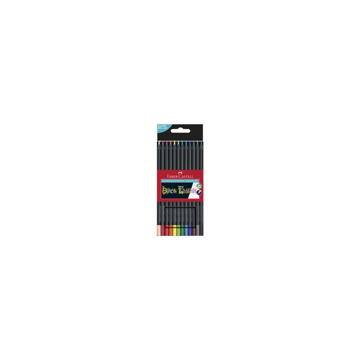 FABER-CASTELL Crayon de couleur Black Edition, étui de 12