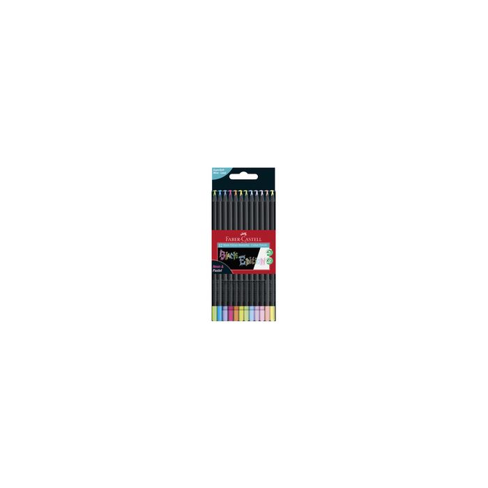 FABER-CASTELL Crayon de couleur Black Edition, étui de 12