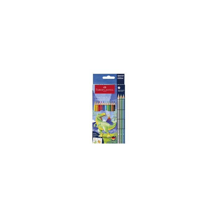 FABER-CASTELL Crayon de couleur Colour GRIP Dino, 10+3