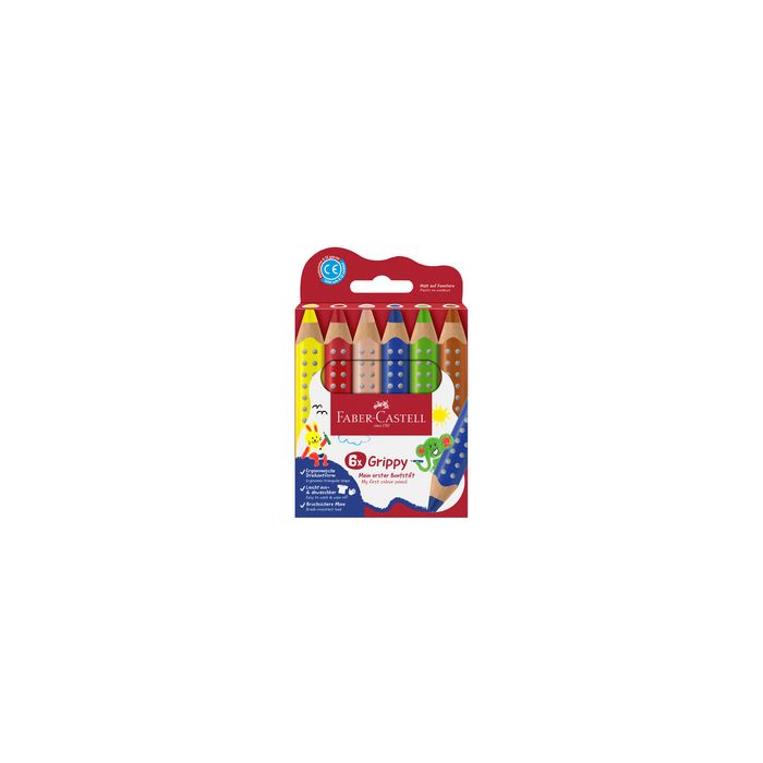 FABER-CASTELL Crayon de couleur Grippy, étui carton de 6