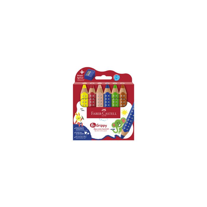 FABER-CASTELL Crayon de couleur Grippy, étui carton de 6