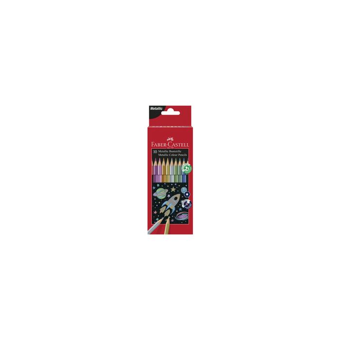 FABER-CASTELL Crayons de couleur hexagonaux métallique, étui