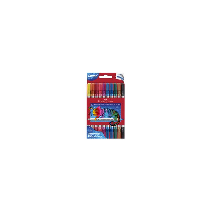 FABER-CASTELL Feutre double pointe Glitzer, boîte de 10