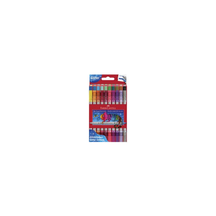 FABER-CASTELL Feutre double pointe Glitzer, boîte de 20
