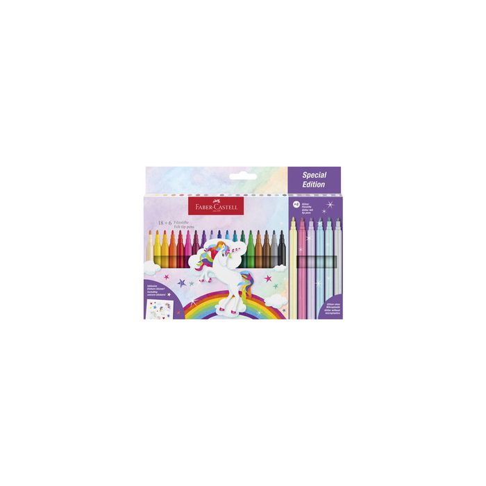 FABER-CASTELL Feutre licorne, étui carton 18+6