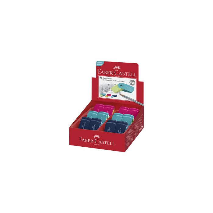 FABER-CASTELL Gomme en plastique SLEEVE MINI, assorti x24