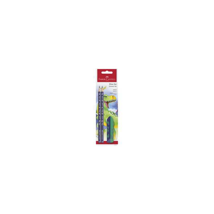 FABER-CASTELL Kit d'écriture Dino, 3 pièces, bleu