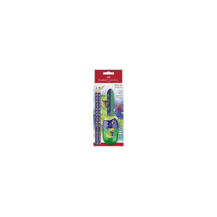 FABER-CASTELL Kit d'écriture Dino, 4 pièces, bleu