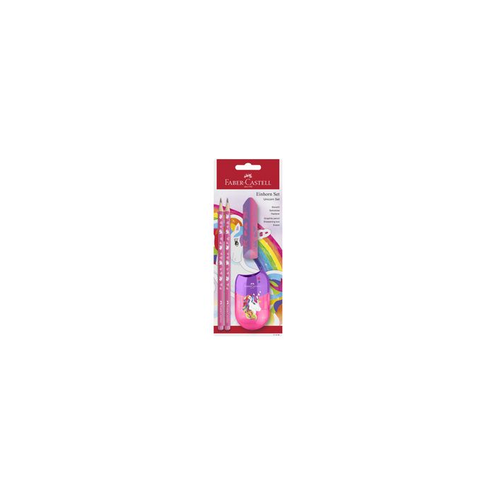 FABER-CASTELL Kit d'écriture Licorne, 4 pièces, rose