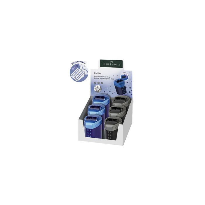 FABER-CASTELL Taille-crayon double RollOn DOTS, présentoir x6