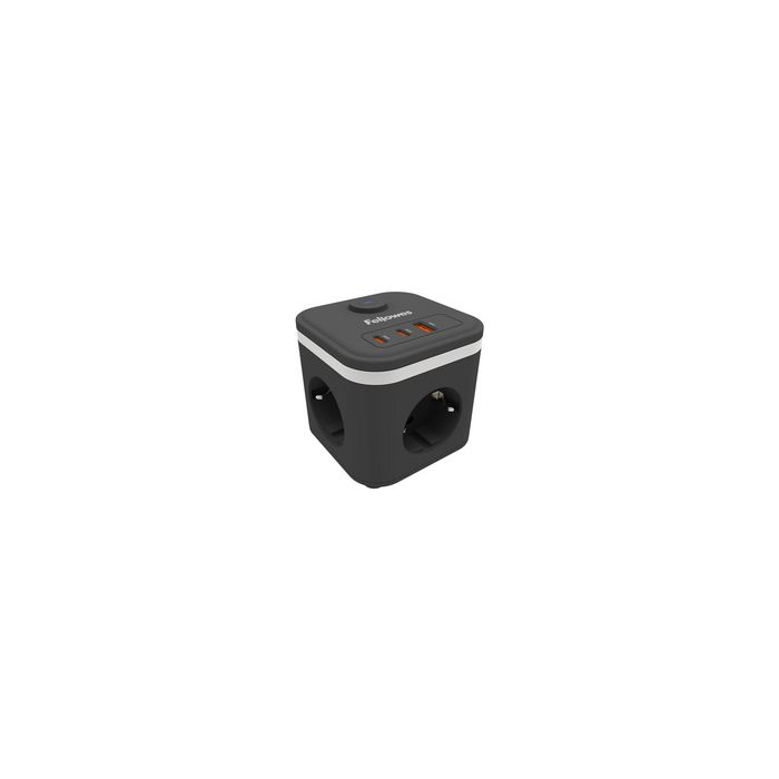 Fellowes Steckdosenwürfel Power Cube, Typ F, schwarz