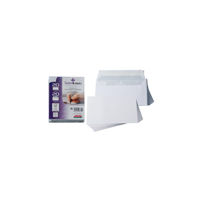 GPV Kit de 20 cartes et 20 enveloppes Saint Louis, blanc