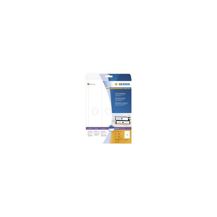 HERMA Etiquette dos de classeur SPECIAL, 63 x 297 mm, blanc