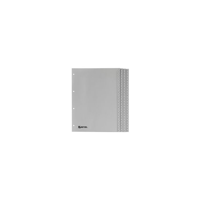 HETZEL Intercalaires en plastique, chiffres, 1-100, A4, PP