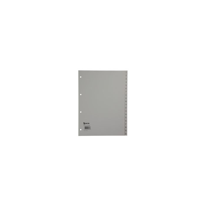 HETZEL Intercalaires en plastique, chiffres, A4, 1-20, PP
