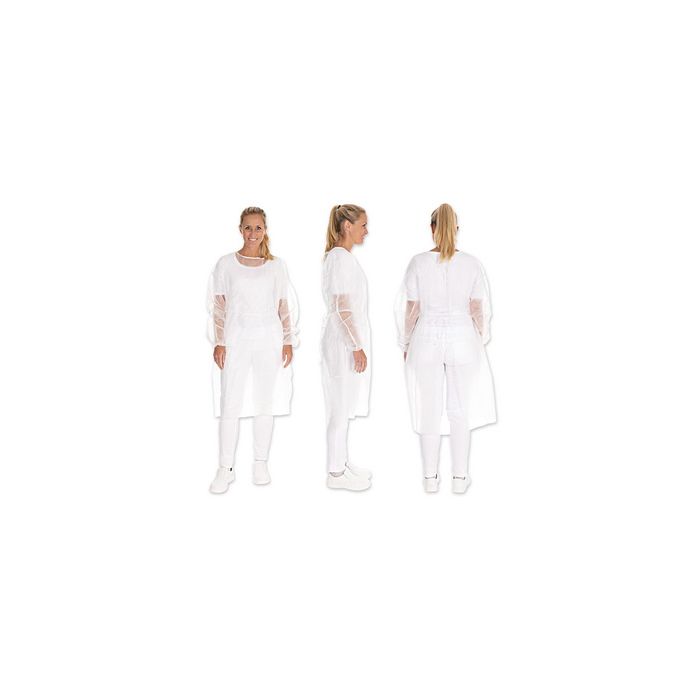 HYGOSTAR Blouse PP avec élastique aux manches, L, blanc x10