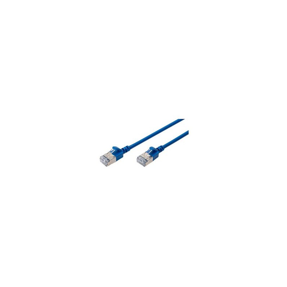 DIGITUS Câble de brassage Slim, cat. 6A, F/FTP, 1,5 m, bleu