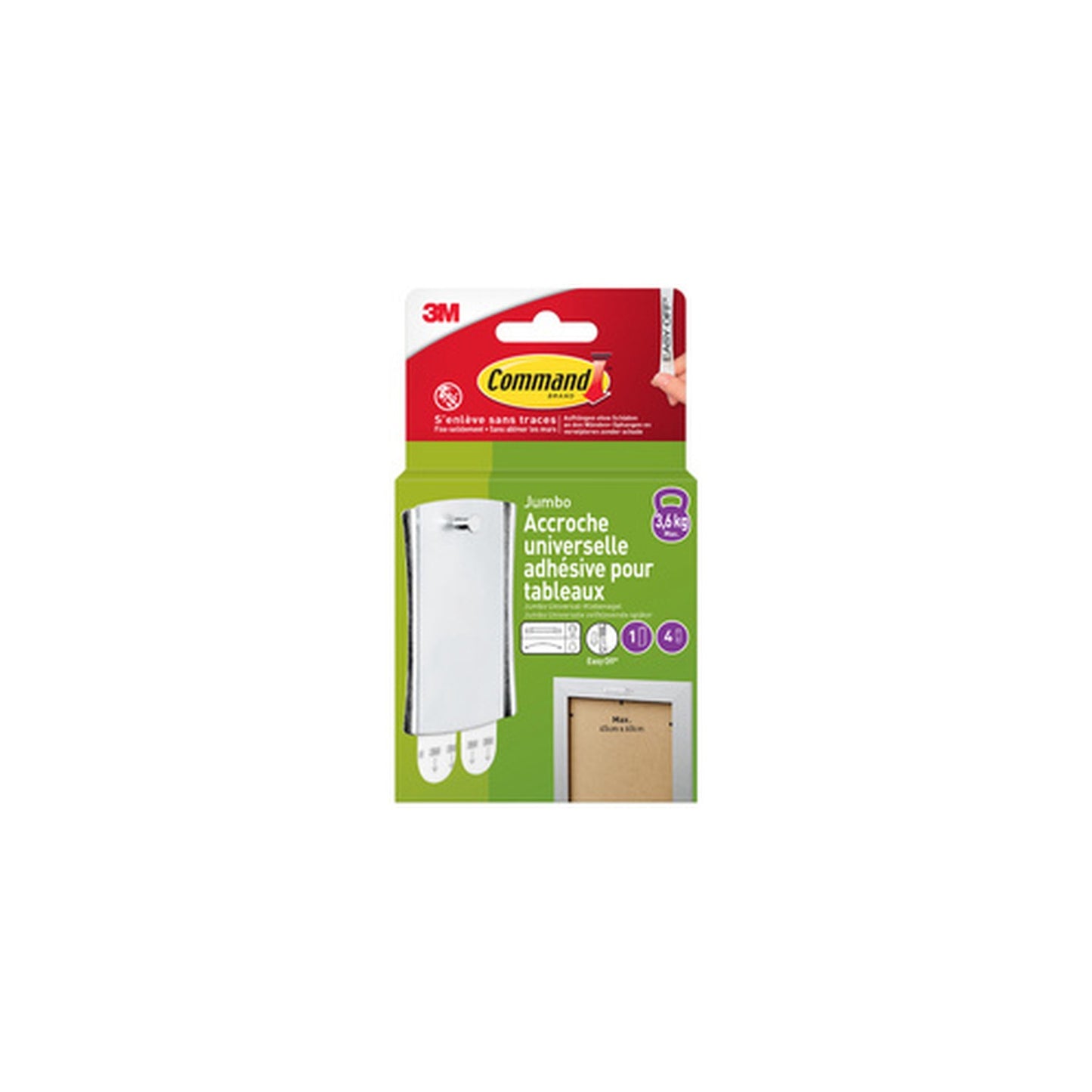 3M Command Crochet de fixation universel, XL, argent