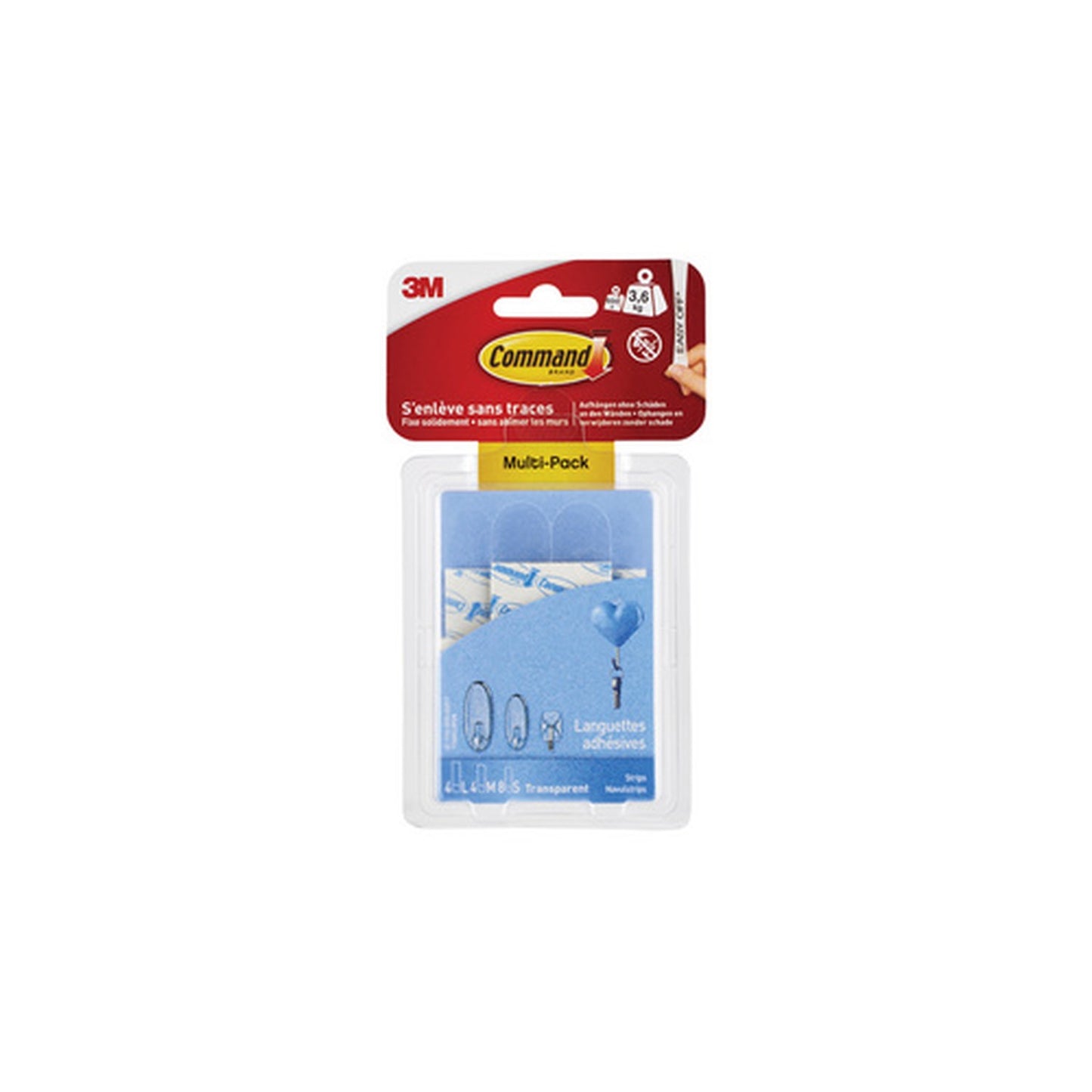 3M Command Recharge languette adhésive, transparent, assorti
