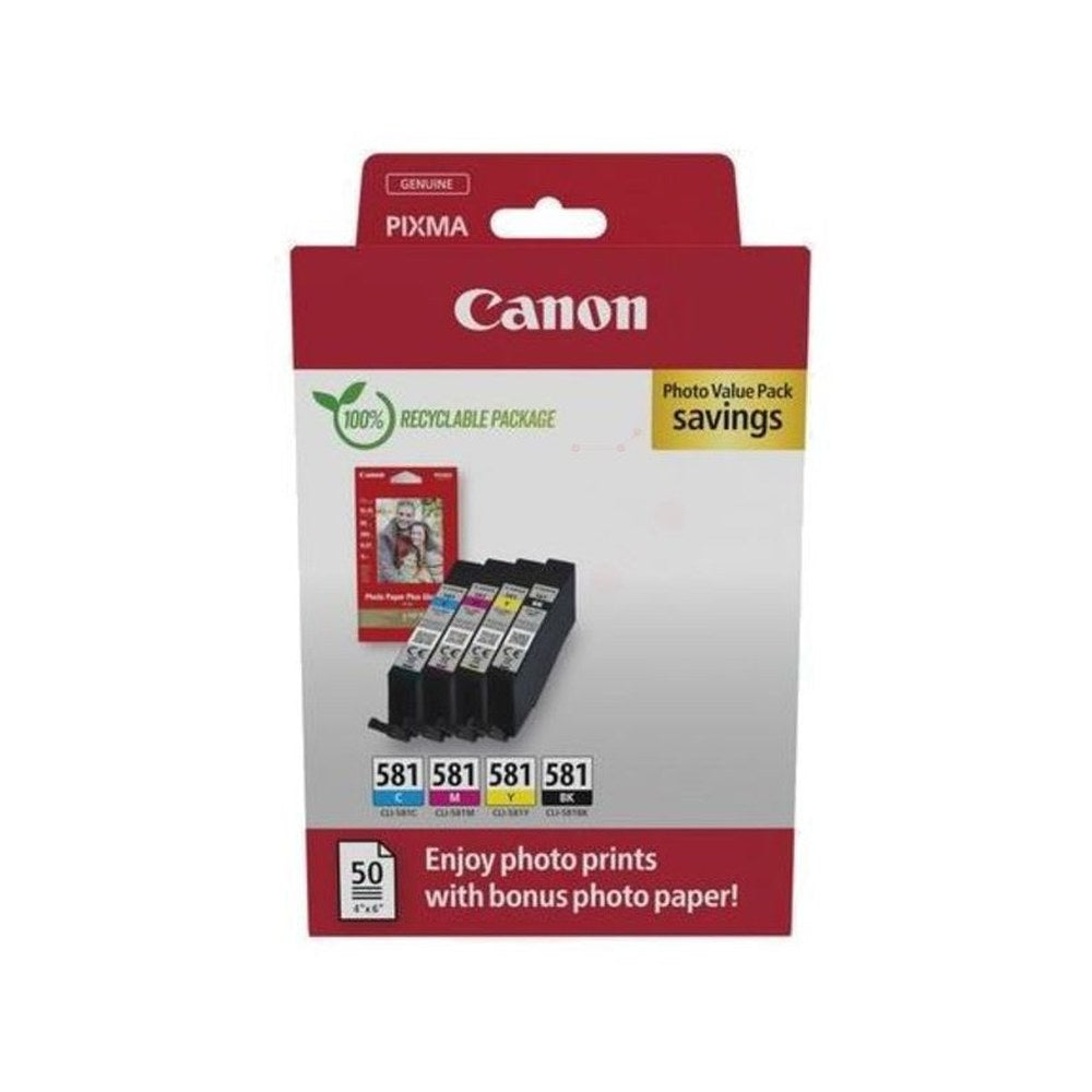 Cartouches d'origines Canon 2106C005 / CLI-581 - multipack 4 couleurs : noire, cyan, magenta, jaune