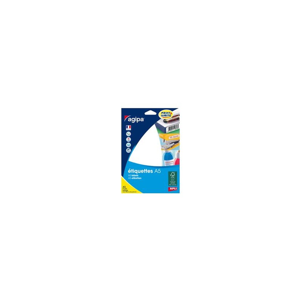 agipa Etiquette universelle, 80 x 45 mm, blanc