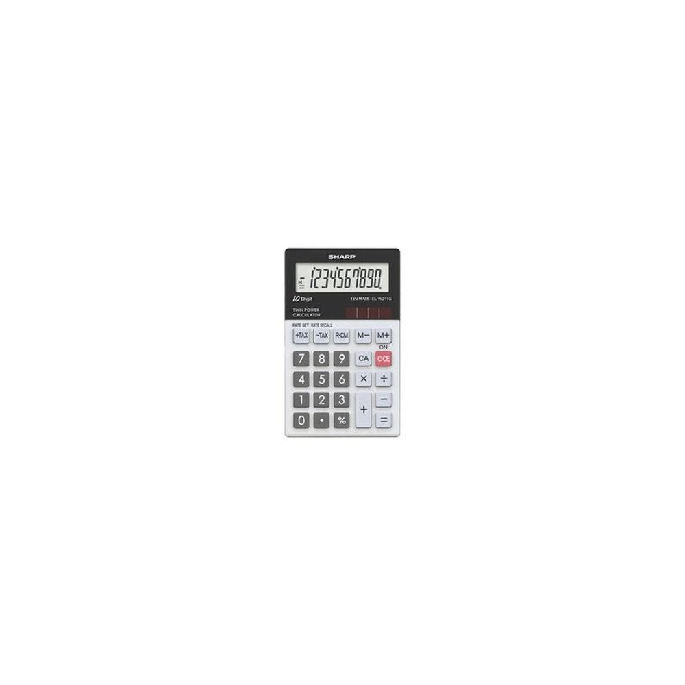 SHARP Calculatrice de poche modèle EL-W211G GY, alimentation