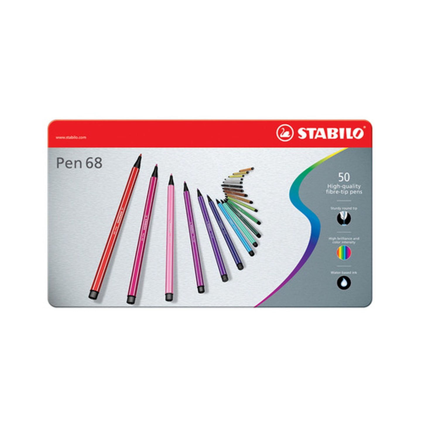 STABILO Feutre Pen 68, étui métallique de 10