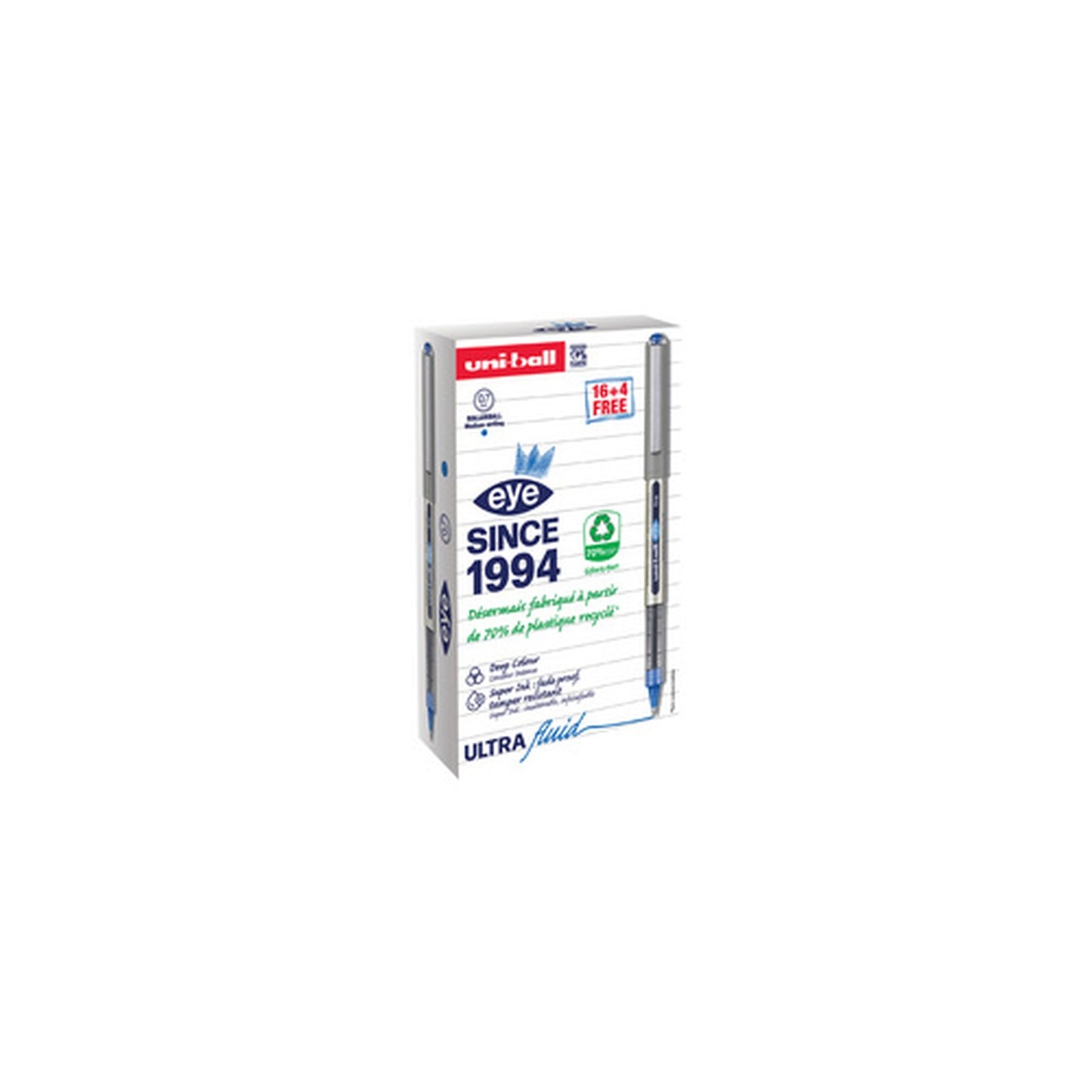 uni-ball Stylo roller eye fine UB157E, VALUE PACK, bleu