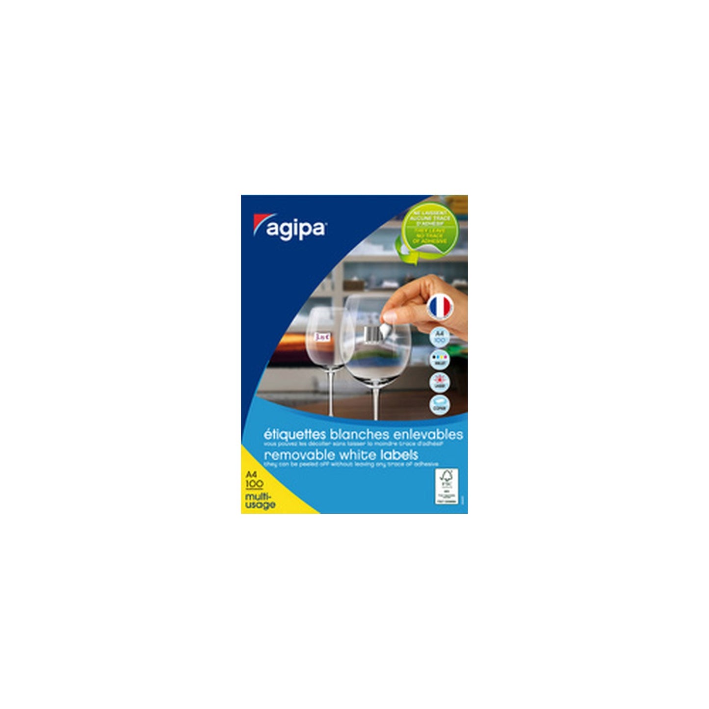agipa Etiquette universelle, 105 x 37 mm, blanc