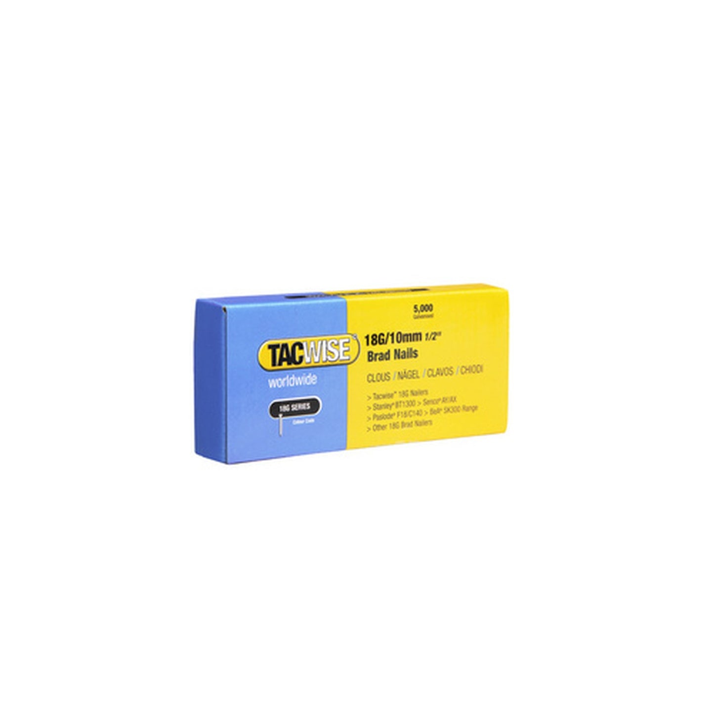 TACWISE Clous 18G/10 mm, galvanisé, 5.000 pièces