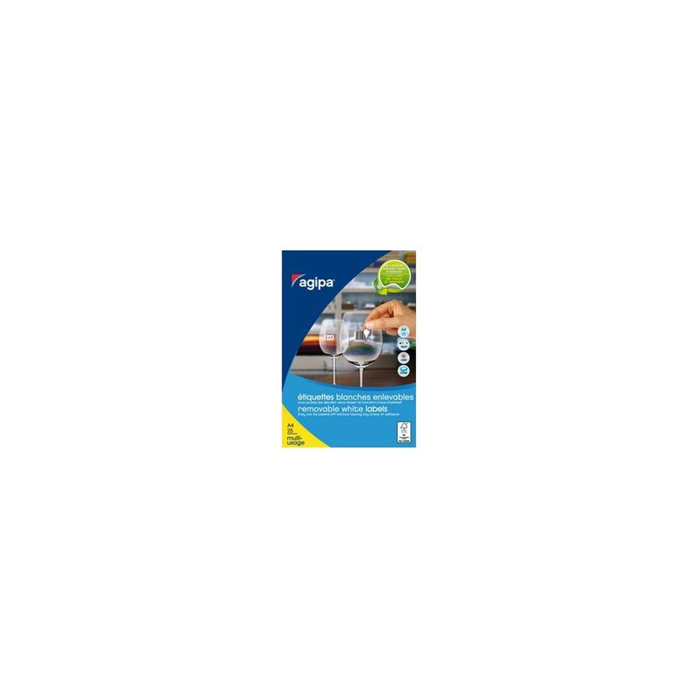 agipa Etiquette universelle, 22 x 16 mm, enlevable, blanc