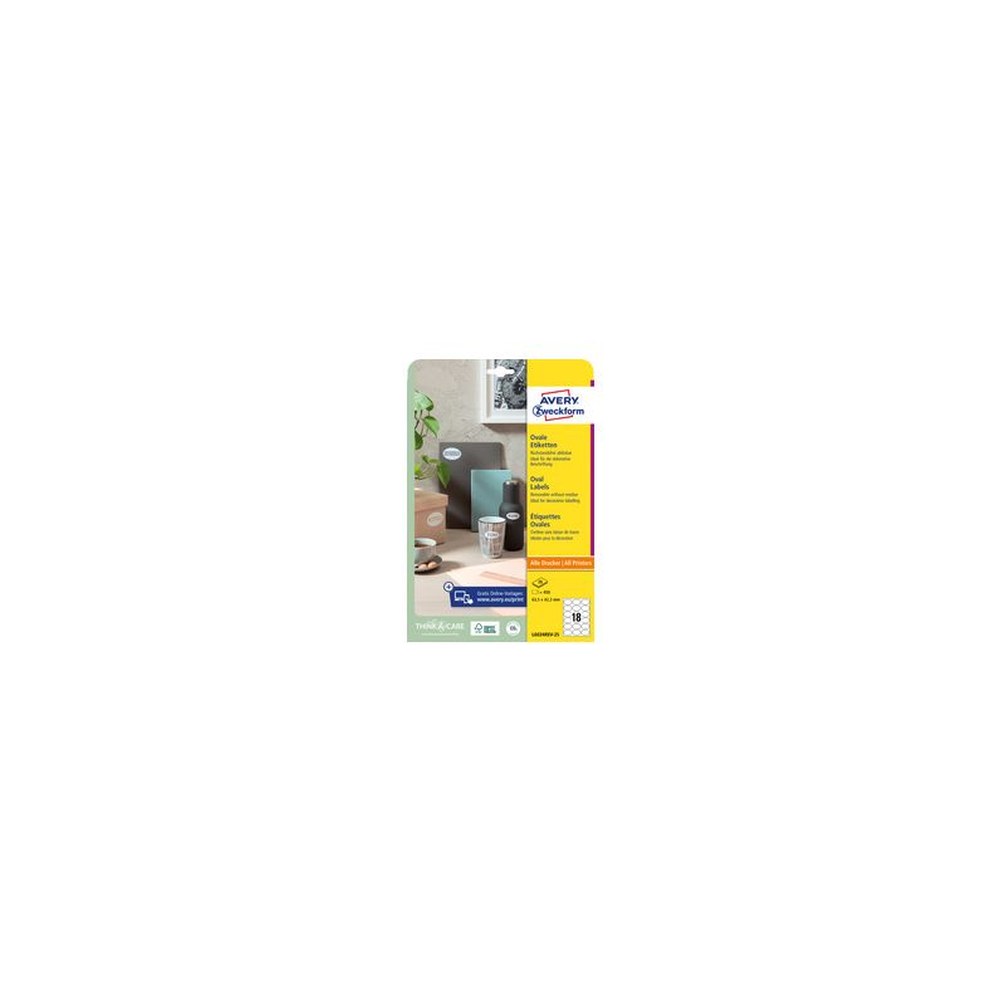 AVERY Zweckform Stick+Lift Etiquette, 63,5 x 42,3 mm, ovale