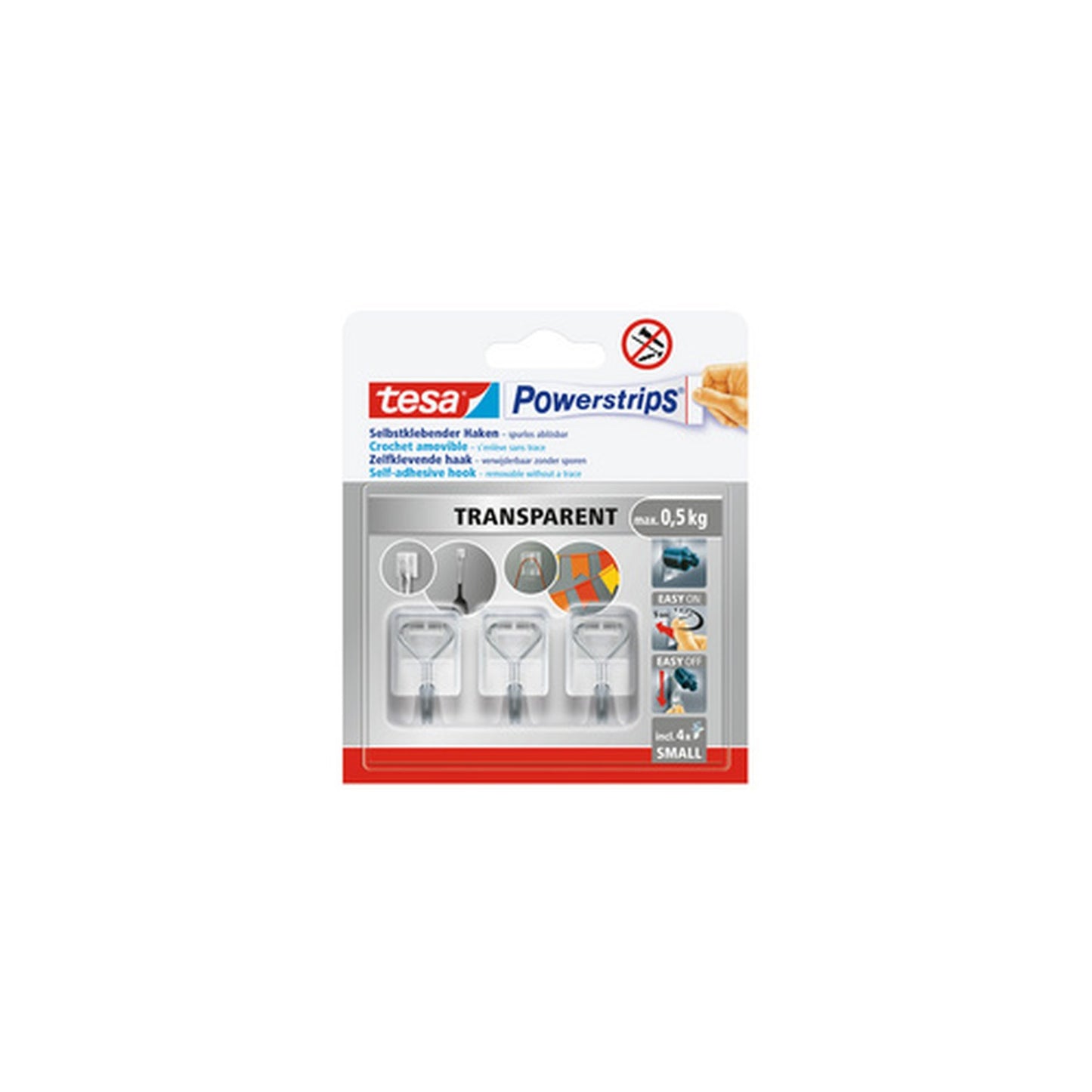 tesa Crochet Powerstrips WIRED HOOK SMALL, transparent