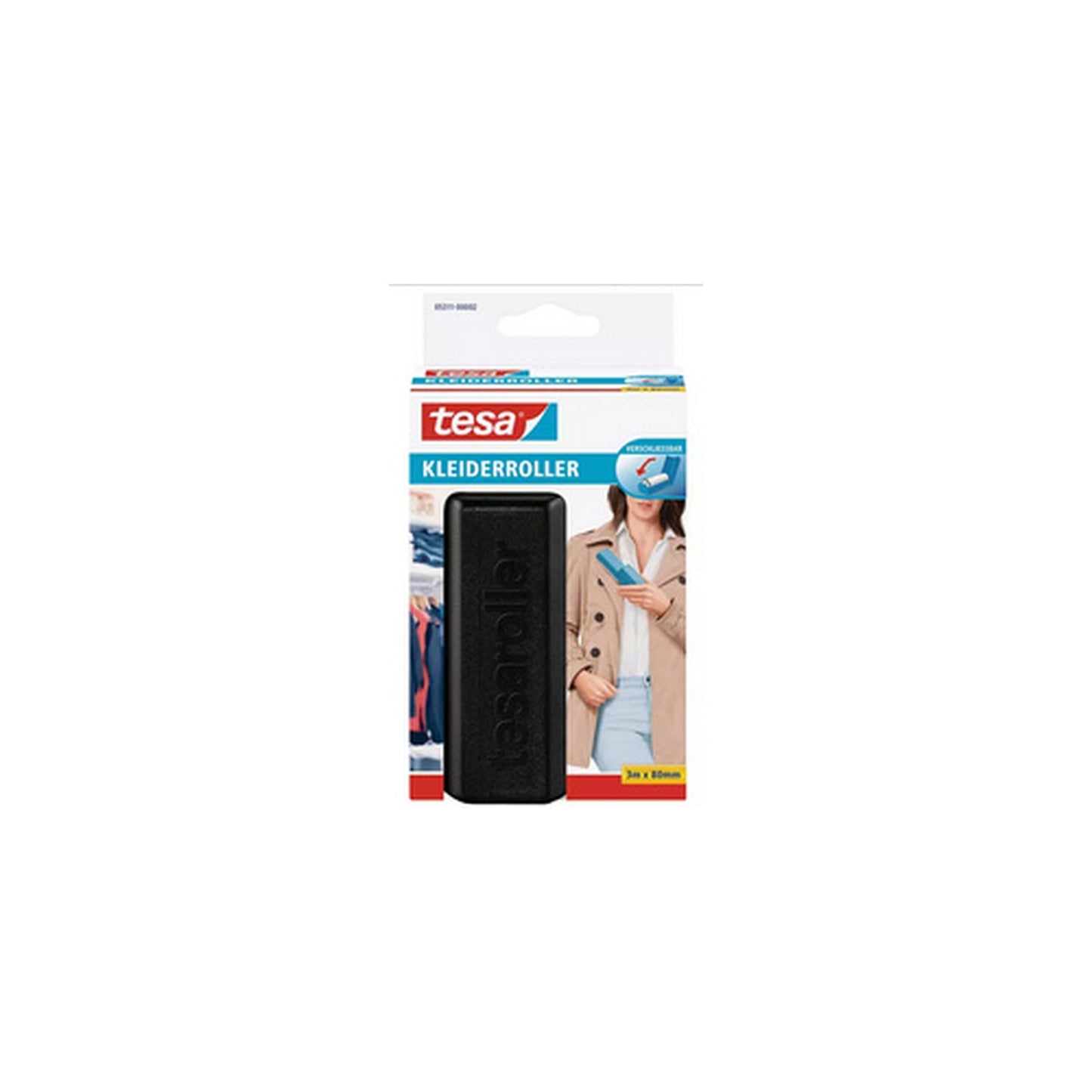tesa Rouleau anti-peluches, 3 m x 80mm,avec mecanisme pliant