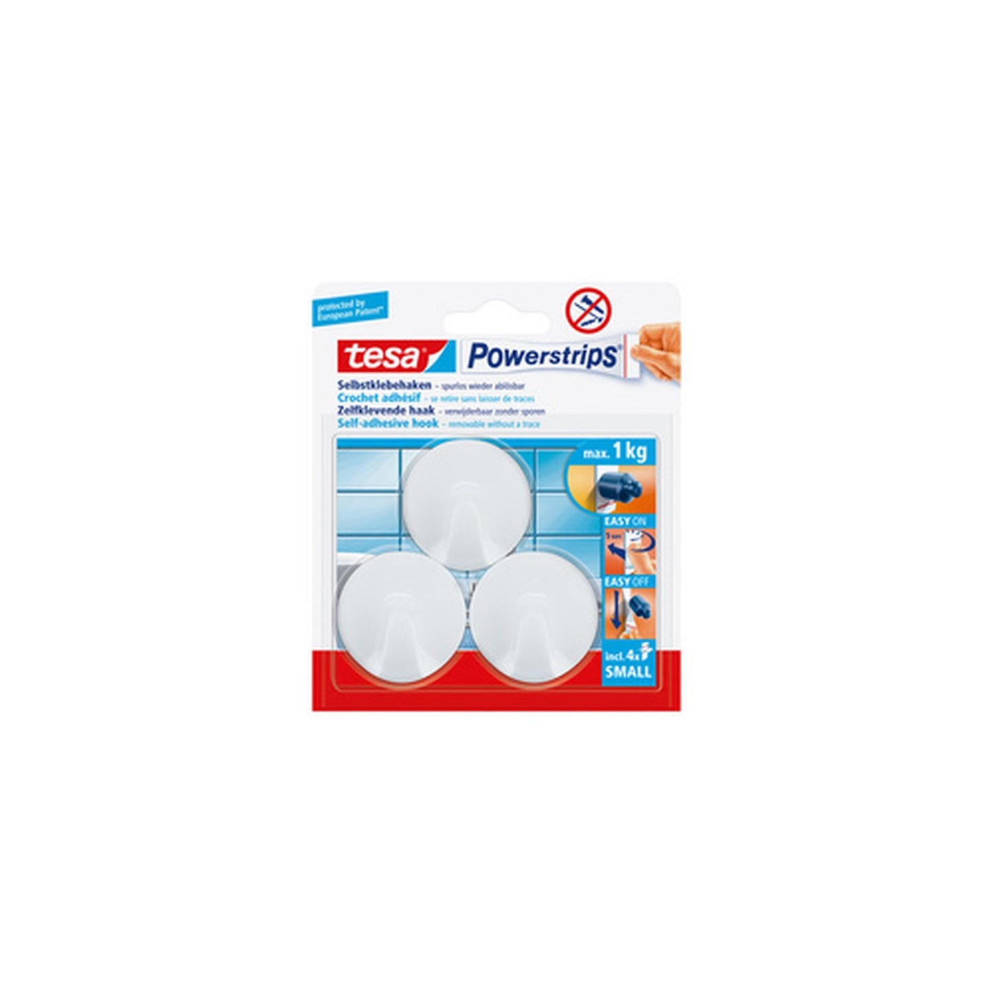 tesa Powerstrips Crochet adhésif SMALL, rond, blanc