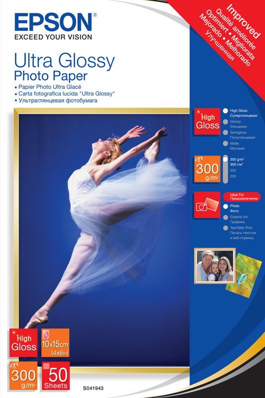 Papier photo 10x15 d'origine Epson C13S041943 - - pack de 10