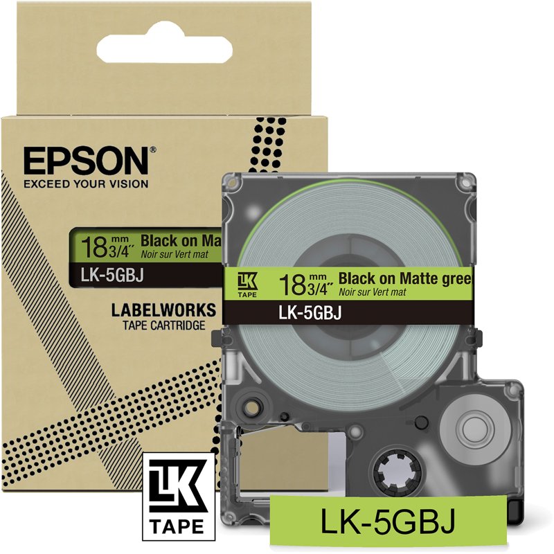 Rouleau d'étiquettes d'origine Epson C53S672078 / LK-5GBJ - noir, vert