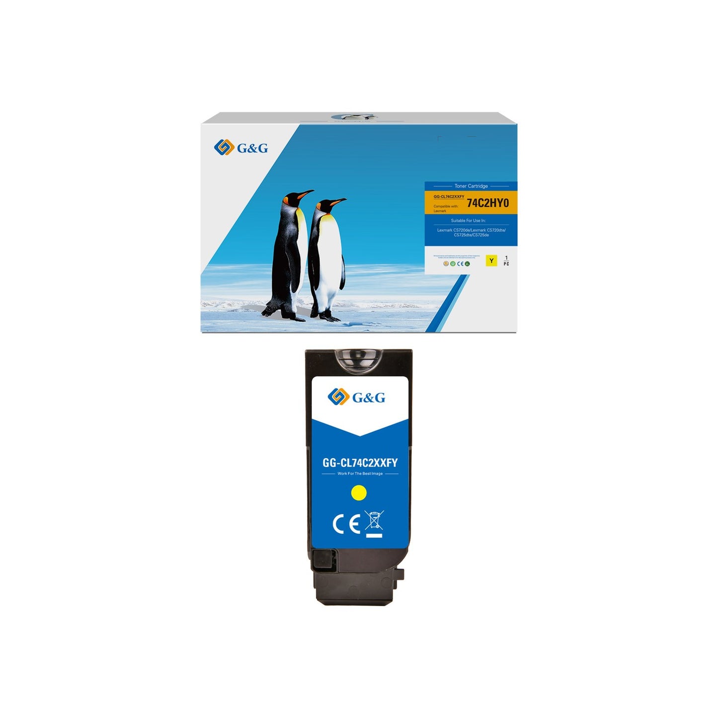 Toner compatible premium Lexmark 74C2HY0 - jaune