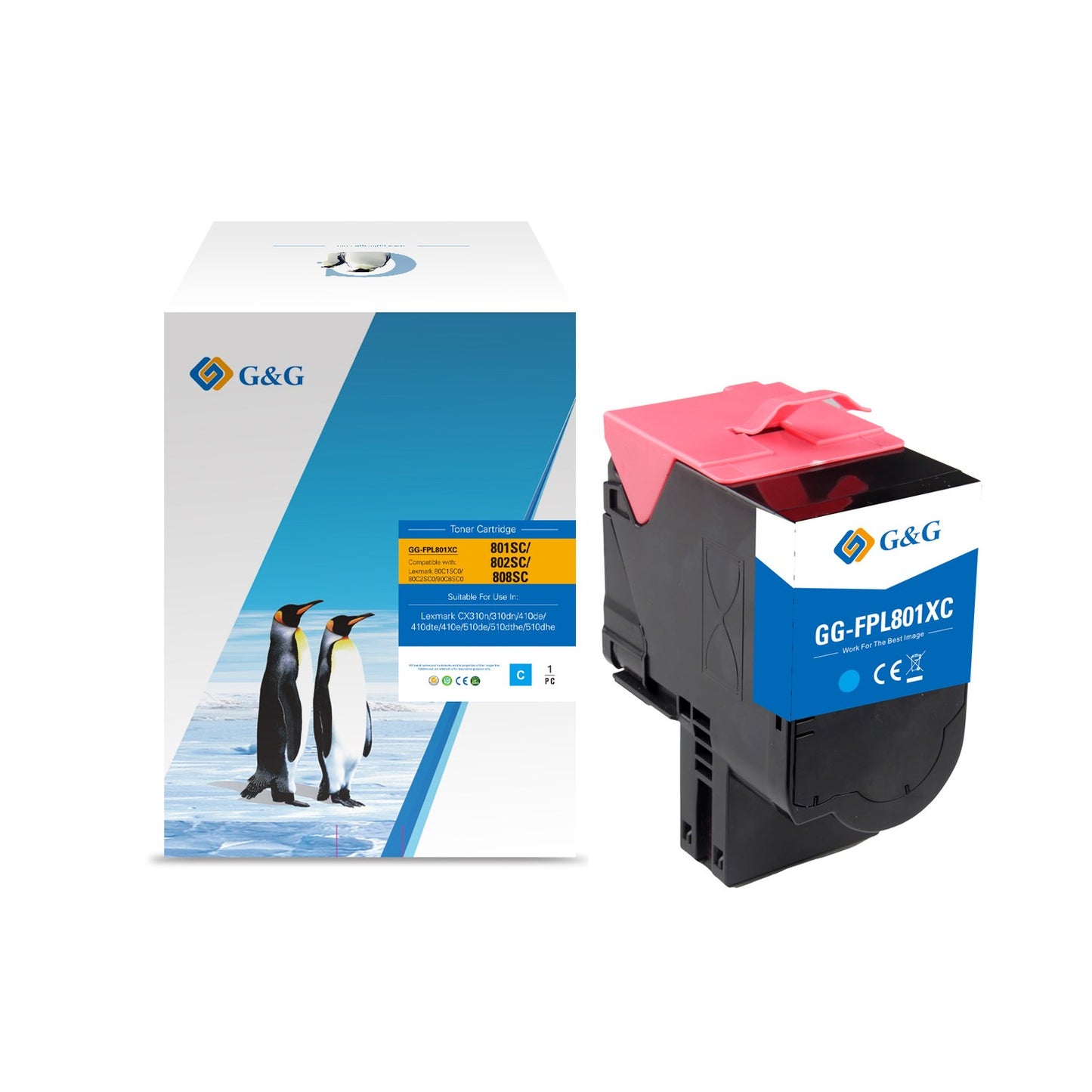 Toner compatible premium Lexmark 80C2SC0 / 802SC - cyan