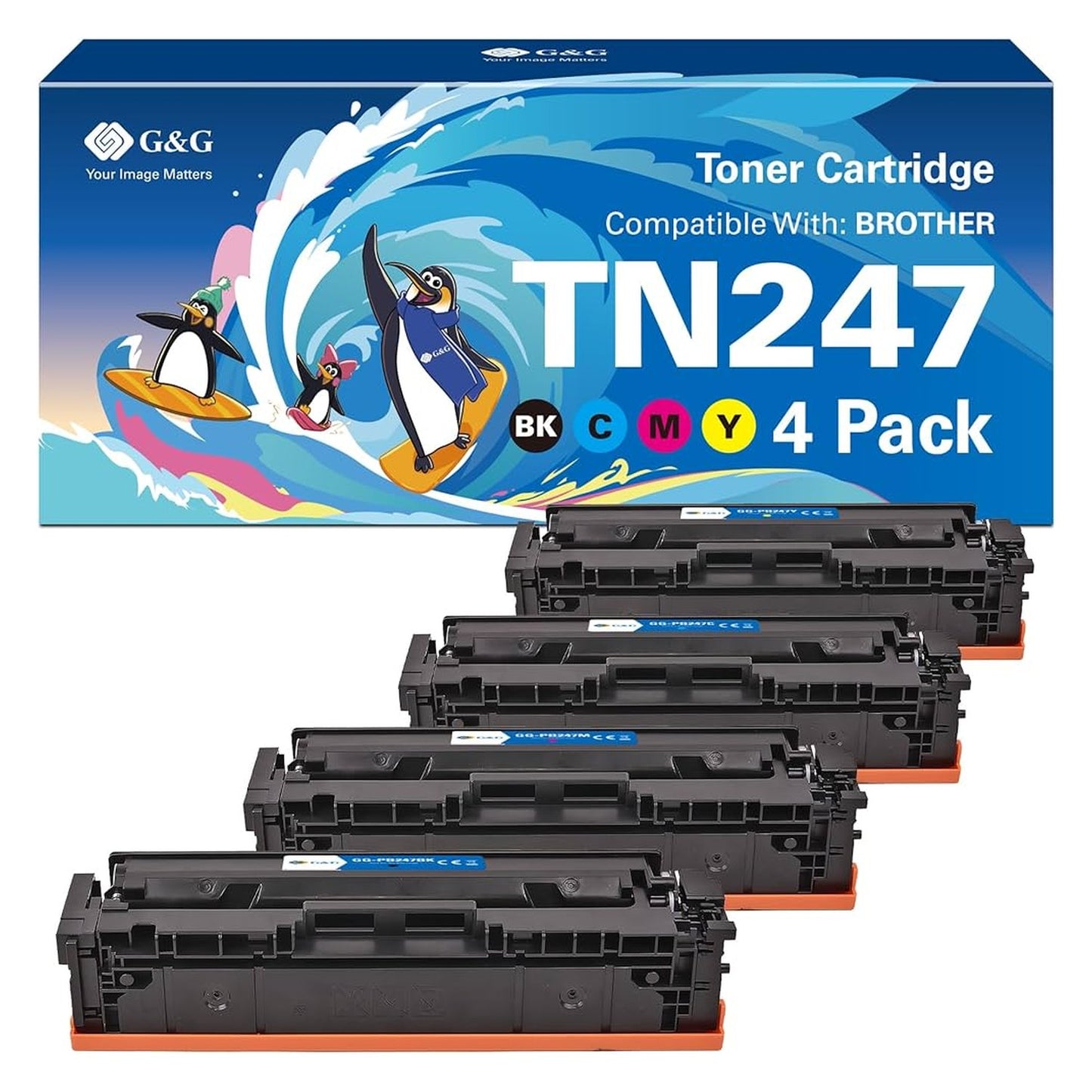 Toners compatibles premiums Brother TN247CMYK - multipack 4 couleurs : noir, cyan, magenta, jaune