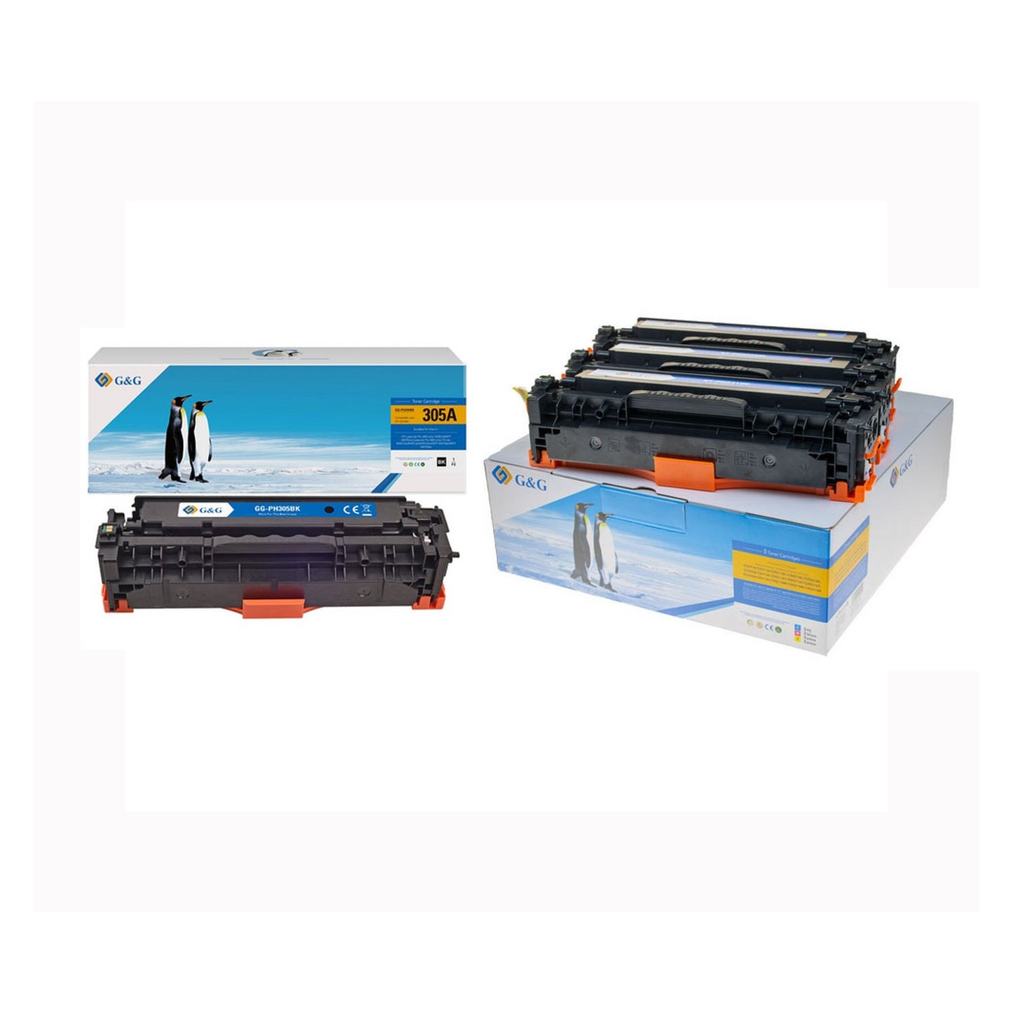 Toners compatibles premiums HP 305A - multipack 4 couleurs : noir, cyan, magenta, jaune