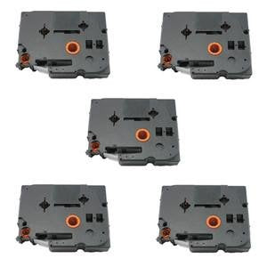 Ruban cassette d'origine Brother HGE251V5 - multipack 5 couleurs : noir, blanc